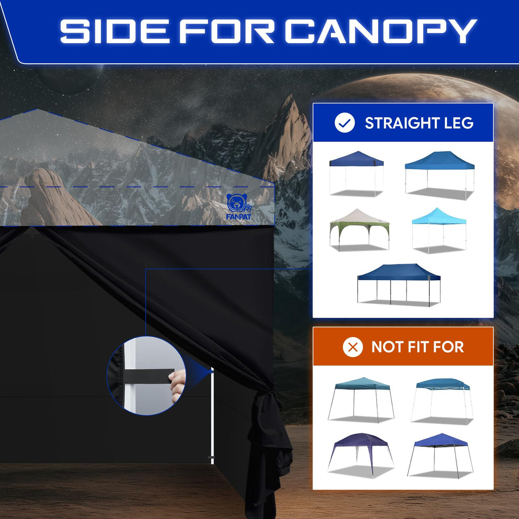 10x10 Canopy Sidewalls & Door for Canopy, Black(4PCS Sidewalls Only)