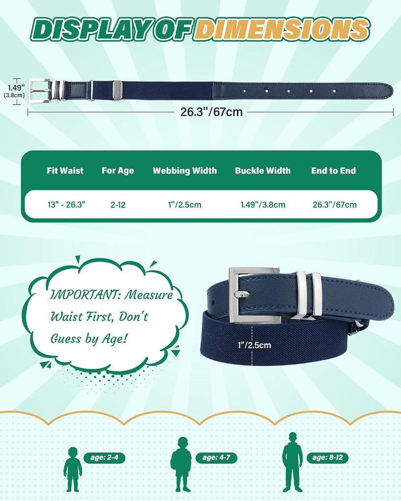 Pack Kids Elastic Belt, Adjustable Stretch Uniform Belts