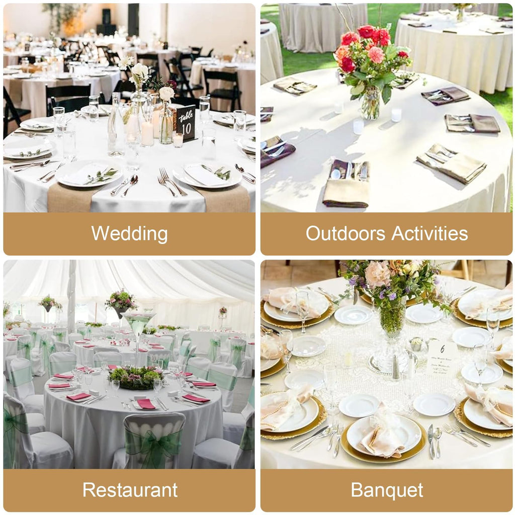 10Pack White Round Tablecloth 90 Inch, Polyester Fabric Round Table Cover, Stain & Wrinkle Resistant Washable Table