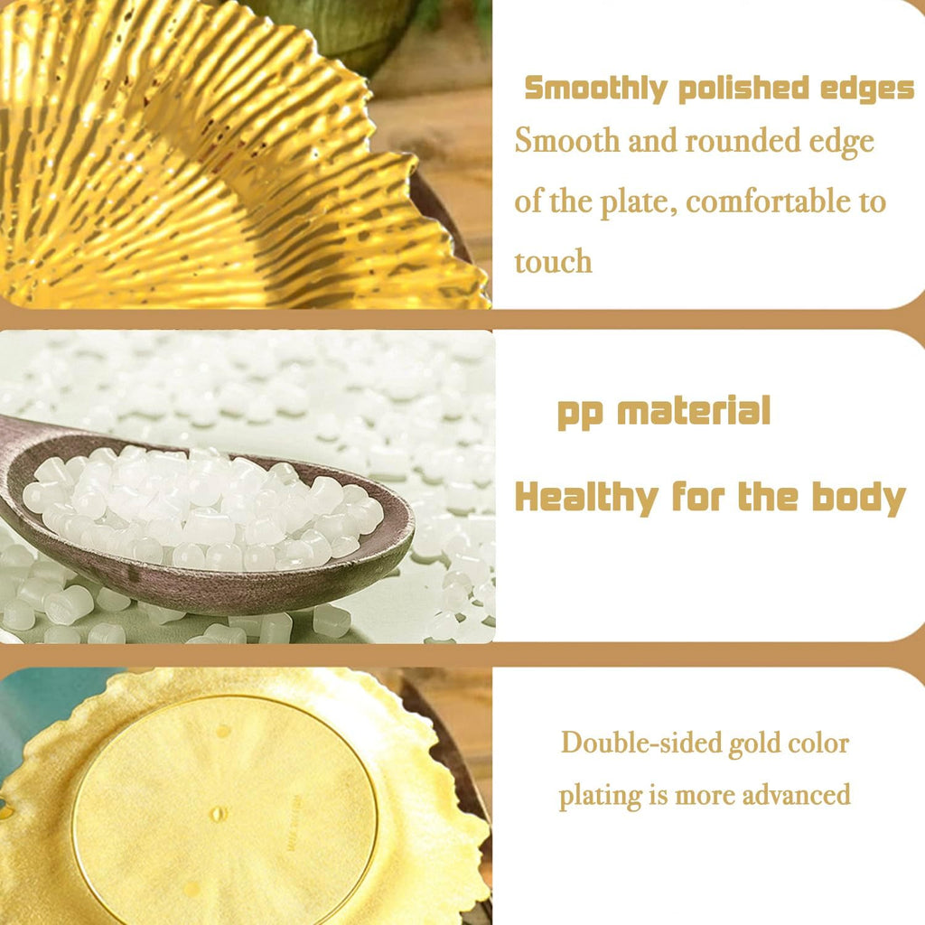 Gold Charger Plate 13 in Round Matte Reef Plate Charger Ruffled Rim Dinner Charger Hollow out Flower Holde (12) - Set of 12