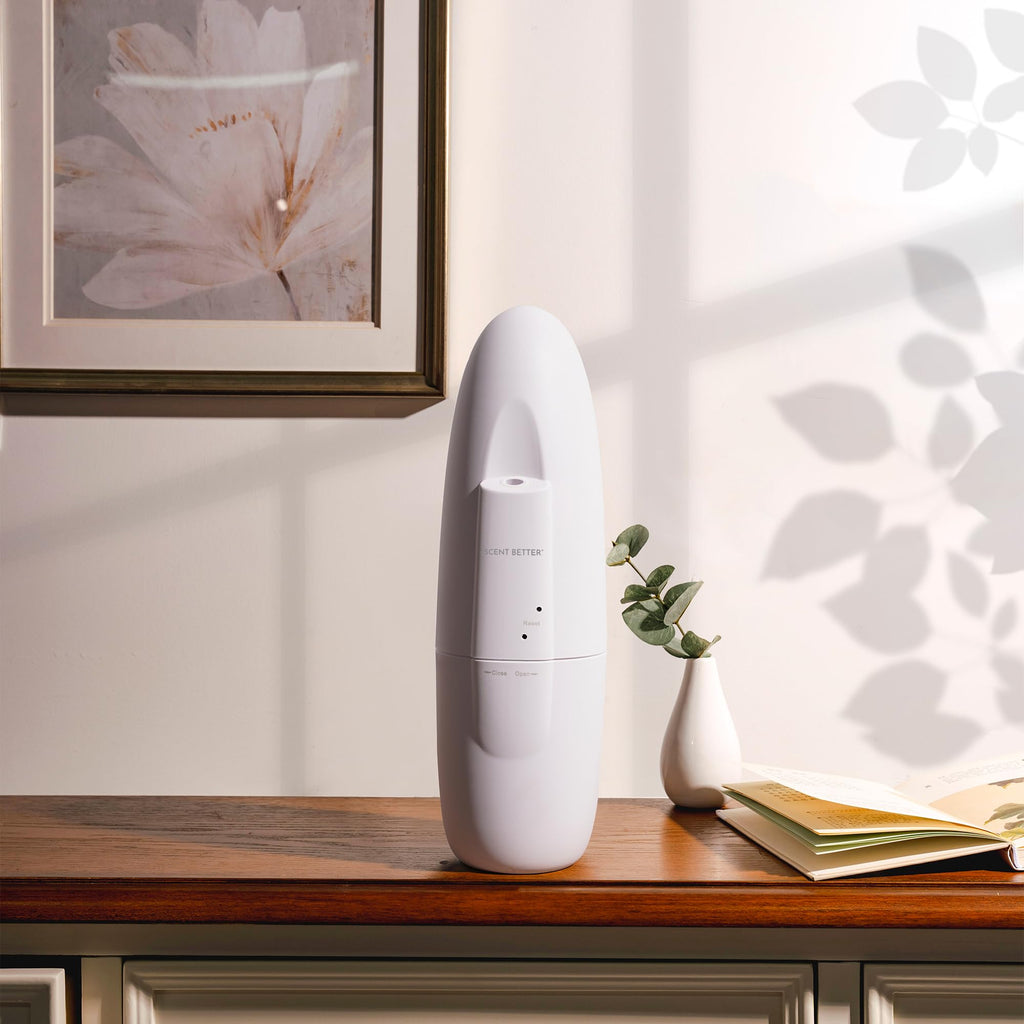 Plug in Essential Oil Waterless Diffuser, Spa, Office with 500 sq ft Coverage - Includes Free Linen Breeze (White)