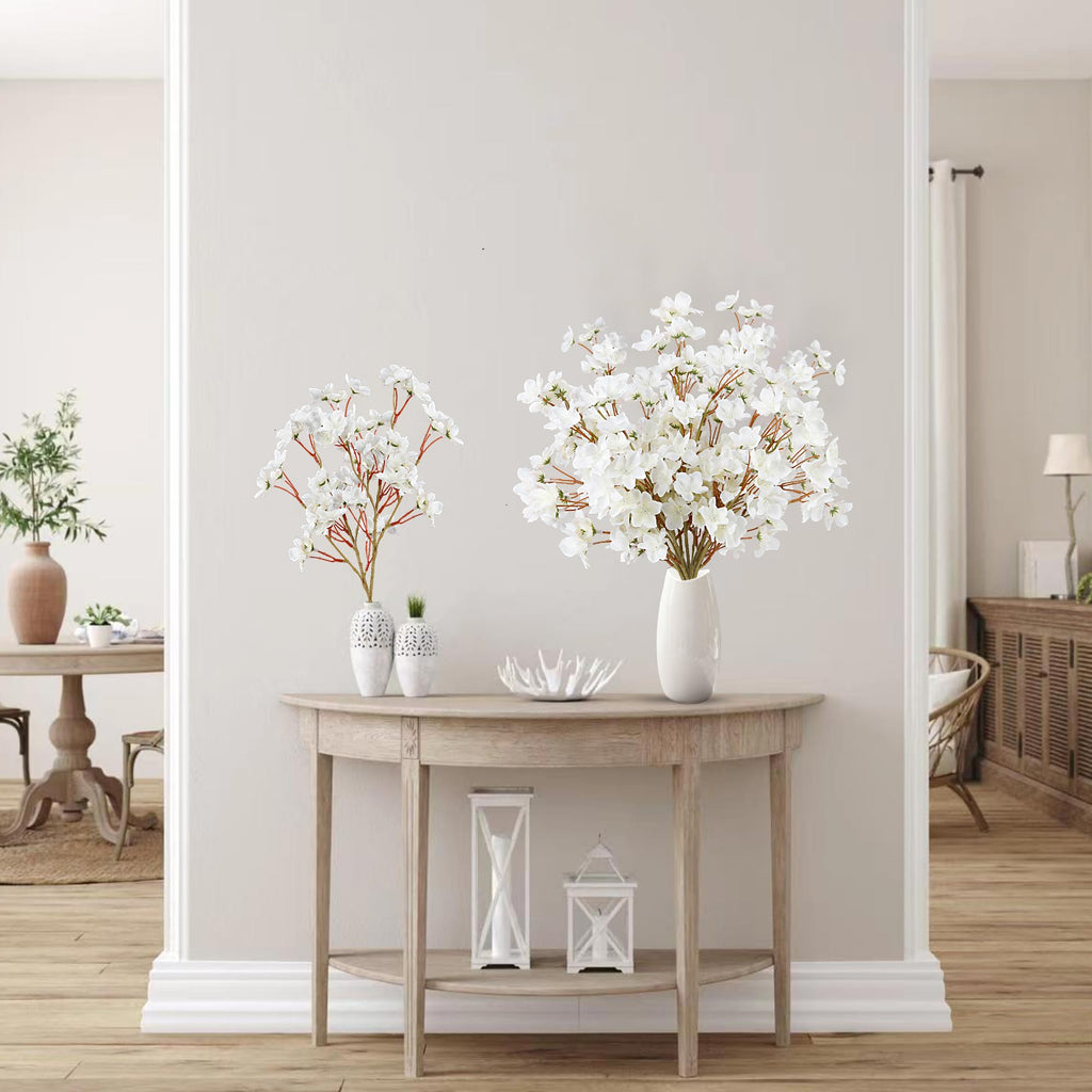 Artificial Cherry Blossom Flowers 8 Pcs Faux Cherry Blossom Stems Faux Silk Cherry Blossom Branches 15.7'' Fake Peach