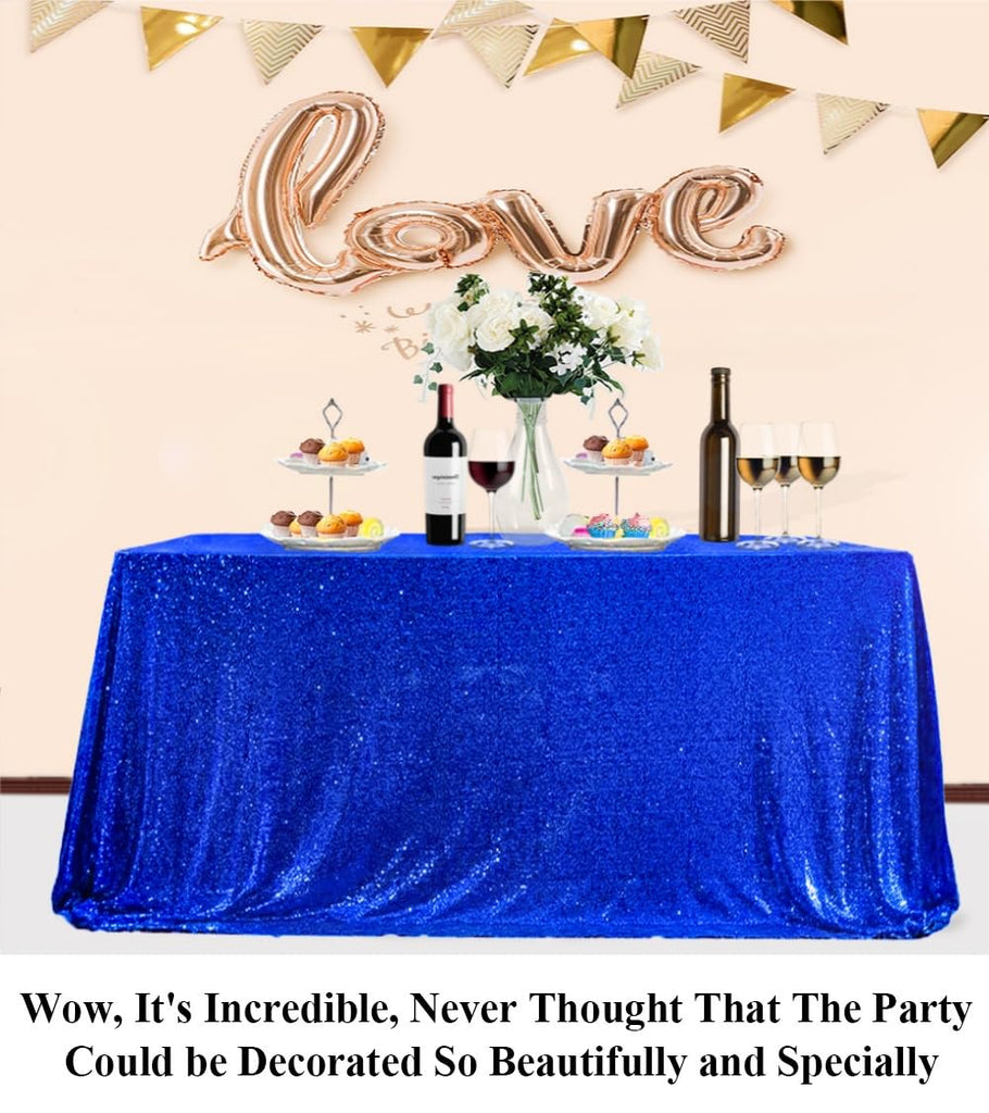 Sequin Tablecloth 50x80 Inch Royal Blue Glitter Table Cover