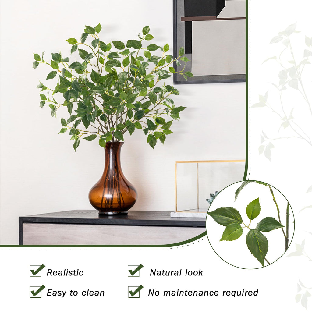 Artificial Plants Greenery Eucalyptus Stems Branches Plant Decor, Faux Rustic Ficus Leaf Floral for Indoor Table