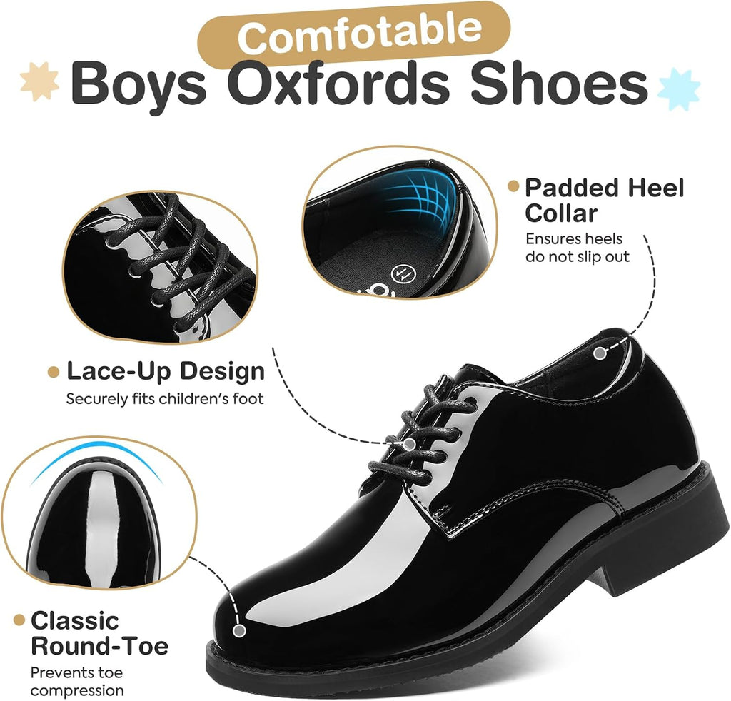 Boys Dress Shoes Kids Formal Patent Oxfords Tuxedo Shoes