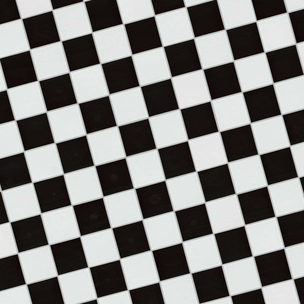Porcelain Tile | White and Black Checkered | 8" x 16"