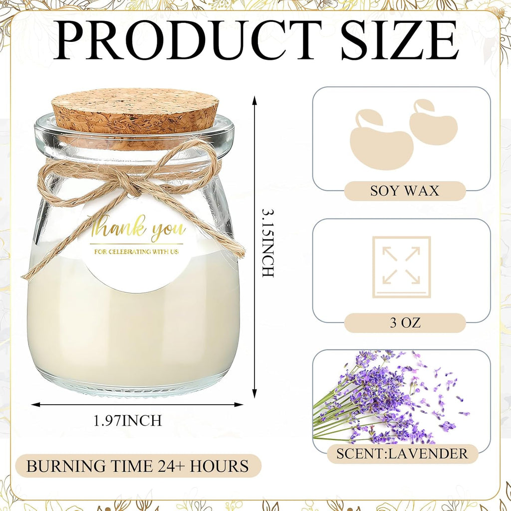 Sets Wedding Candle for Guest Beige Glass Jars Bridal Shower Favor - Set of 20