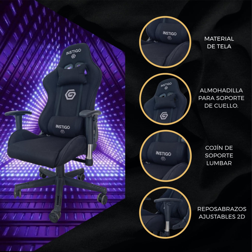 Gaming Chair Breathable Fabric | Reclines up to 180° | with Neck and Lumbar Cushions | Supports up to 265lbs