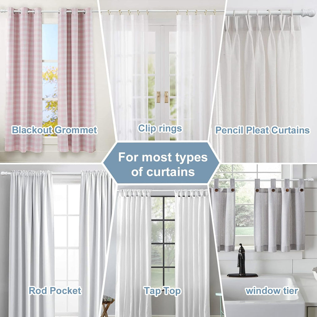 Decorative Curtain Rods for Windows - 1 Inch Heavy Duty Basic Curtain Rods,Adjustable Drapery Pole