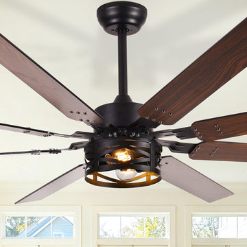 72-Inch Ceiling Fans with Lights: Large Ceiling Fans Dual Finish 8 Blades - Rustic Ceiling Fan with Remote Control