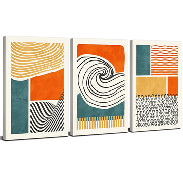 Boho Wall Art Mid Century Modern Wall Decor Abstract Color Block Geometric Canvas Prints Paintings Colorful Simple