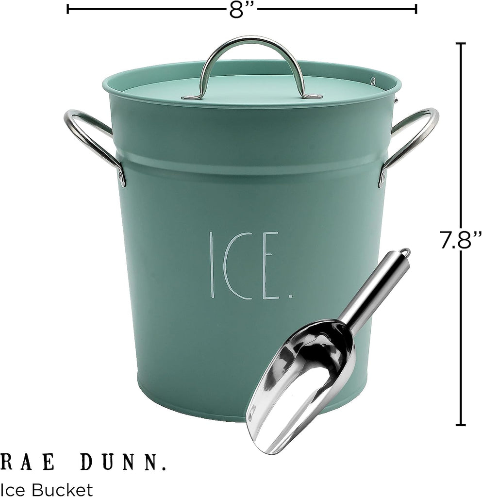 Ice Bucket with Scoop - Stainless Steel Bucket with Handle, Lid and Ice Scooper - 4 Qt. Storage Bin for Ice Cubes