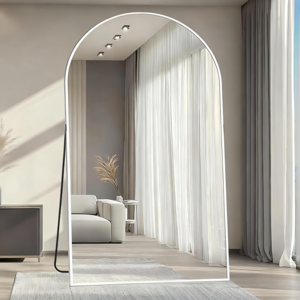 Arched Full Length Mirror, 81"x41" Large Floor Mirror, White