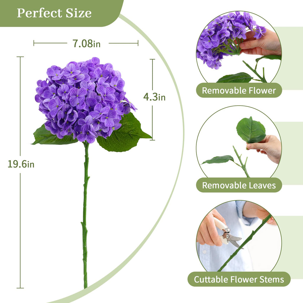 Artificial, 4Pcs Real Touch Faux with Long Stem and Leaves, Lifelike Fake for Outdoor Planters Garden Porch Yard