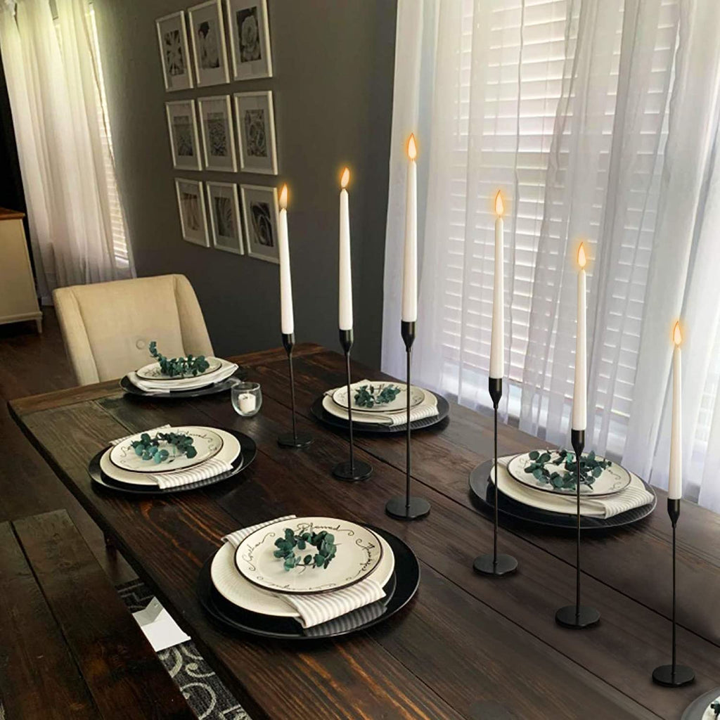 Matte Black Taper Candle Holder Set of 6, Tall Candlestick Holders