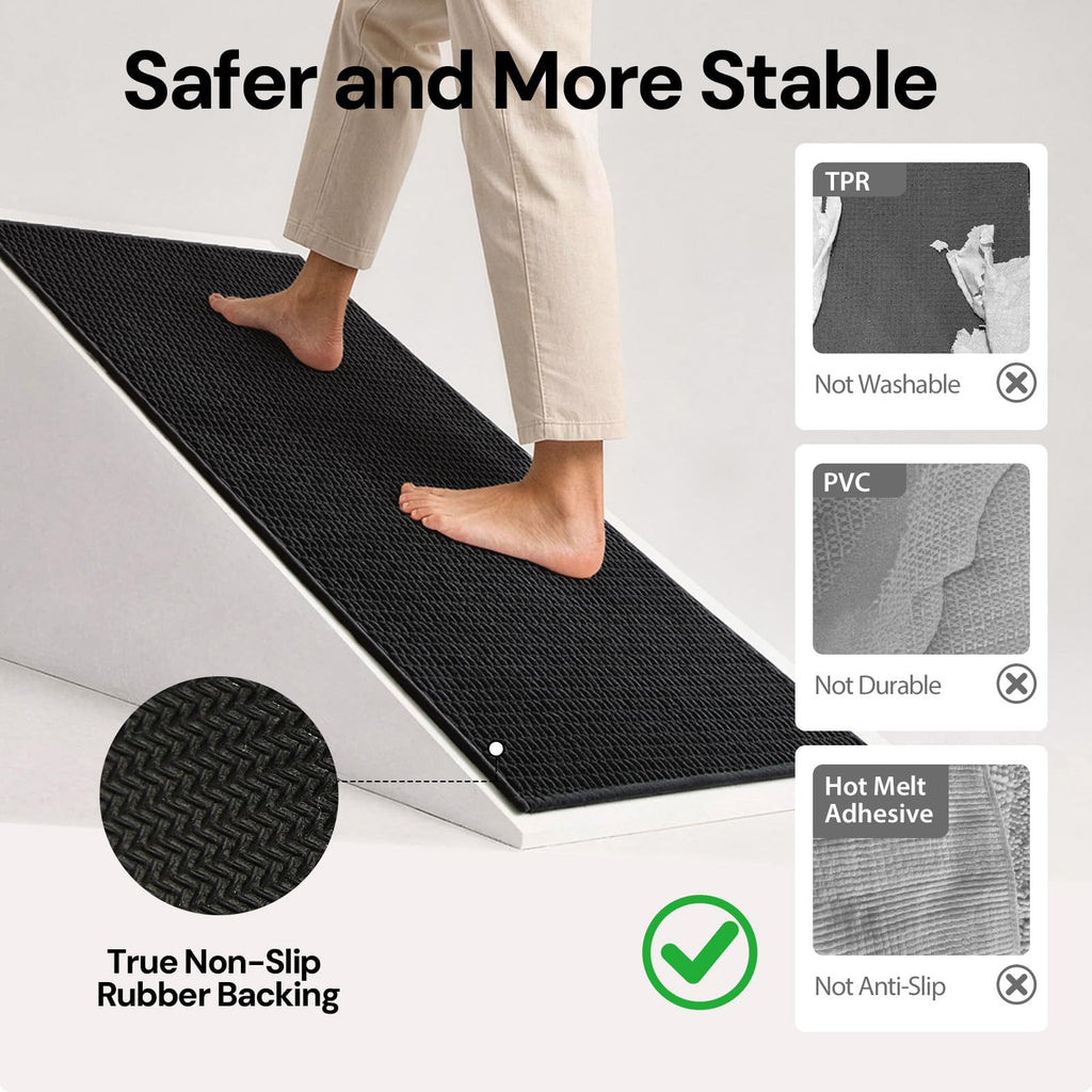 Runner Rug with Non Slip Rubber Backing Black