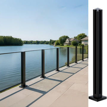 Heavy-Duty Glass Railing Post, 304 Stainless Steel Glass Railing with Spigot Slots & Sturdy Base, Balcony, Stairway