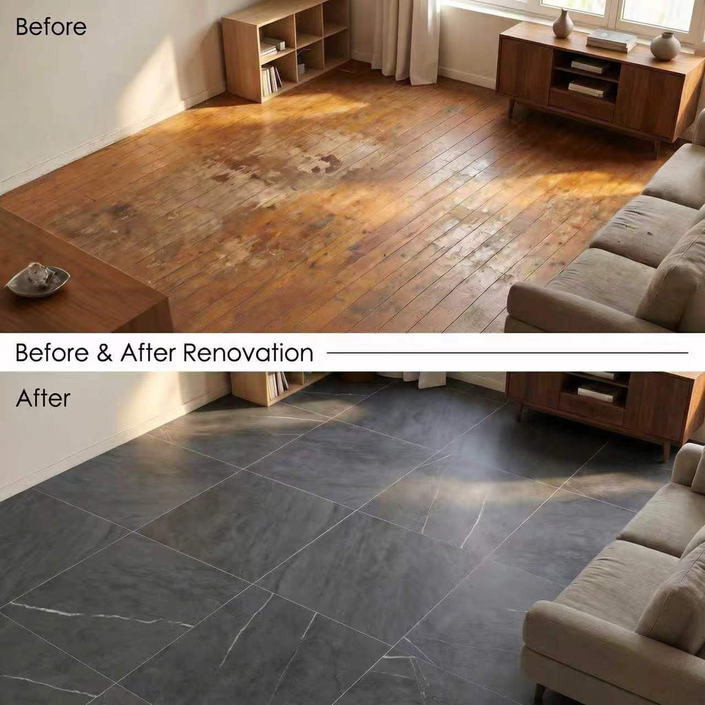 Peel and Stick Vinyl Floor Tiles 12"x12" x1.2mm - 30 Pcs Covers 30 Sqft Self-Adhesive Marble Look Flooring