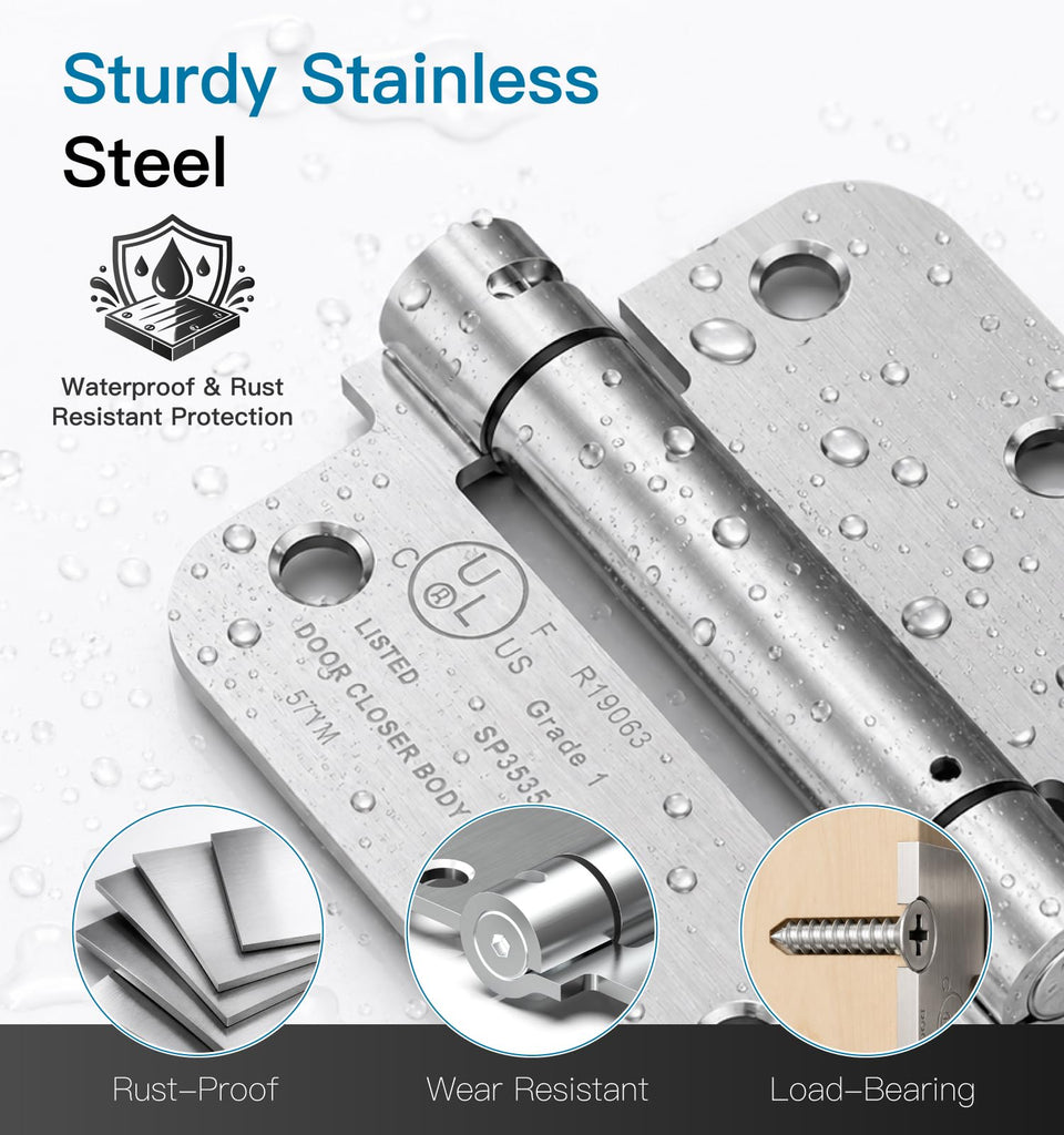 3-Pack Self Closing Door Hinges, 3.5 Inch Spring Loaded Door Hinges