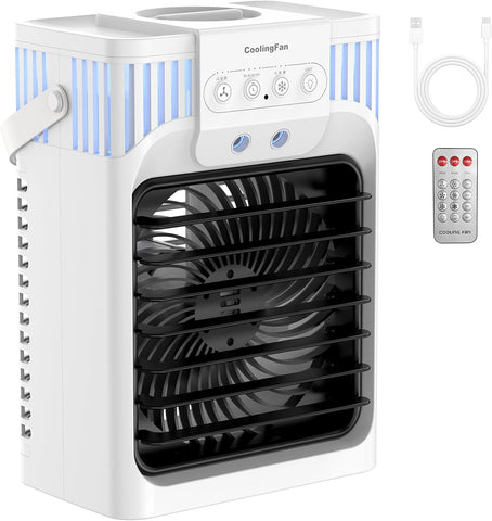 Portable Air Conditioners with Remote, 4-IN-1 Personal Evaporative Air Cooler with 3 Speeds & 3 Mist, 7