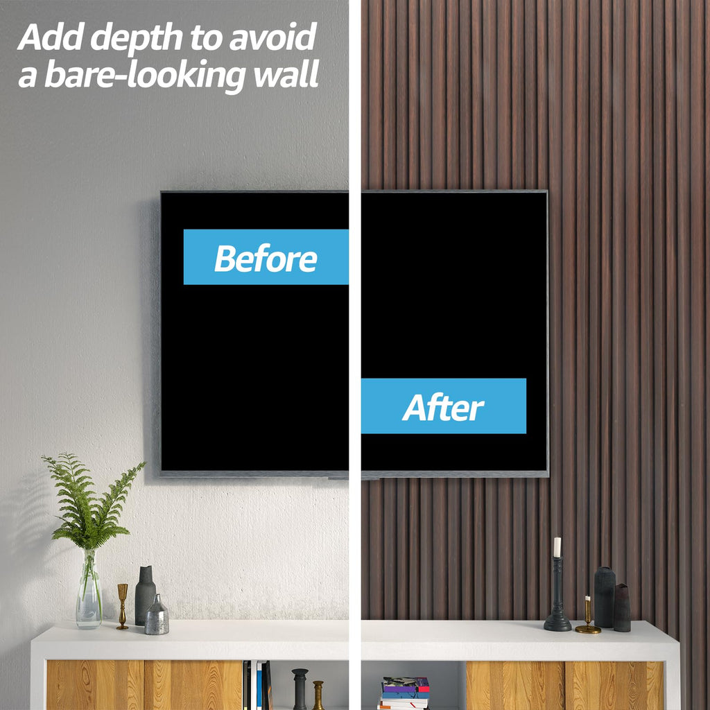 108 x 6 in WPC Wood Slat Wall Panels, 3D Wall Accents, 8-Pack, Walnut