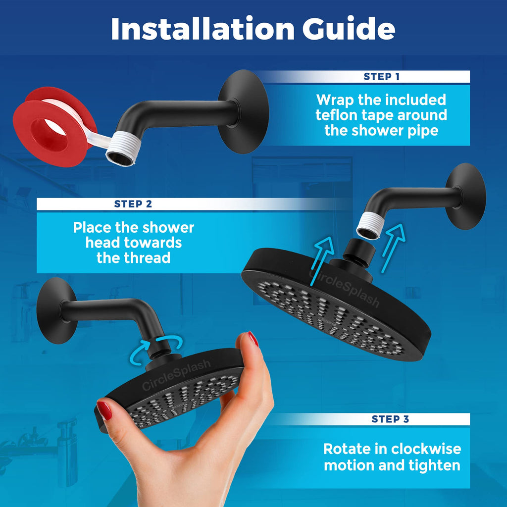 Shower Head - High Pressure 2.5 GPM - Matte Black