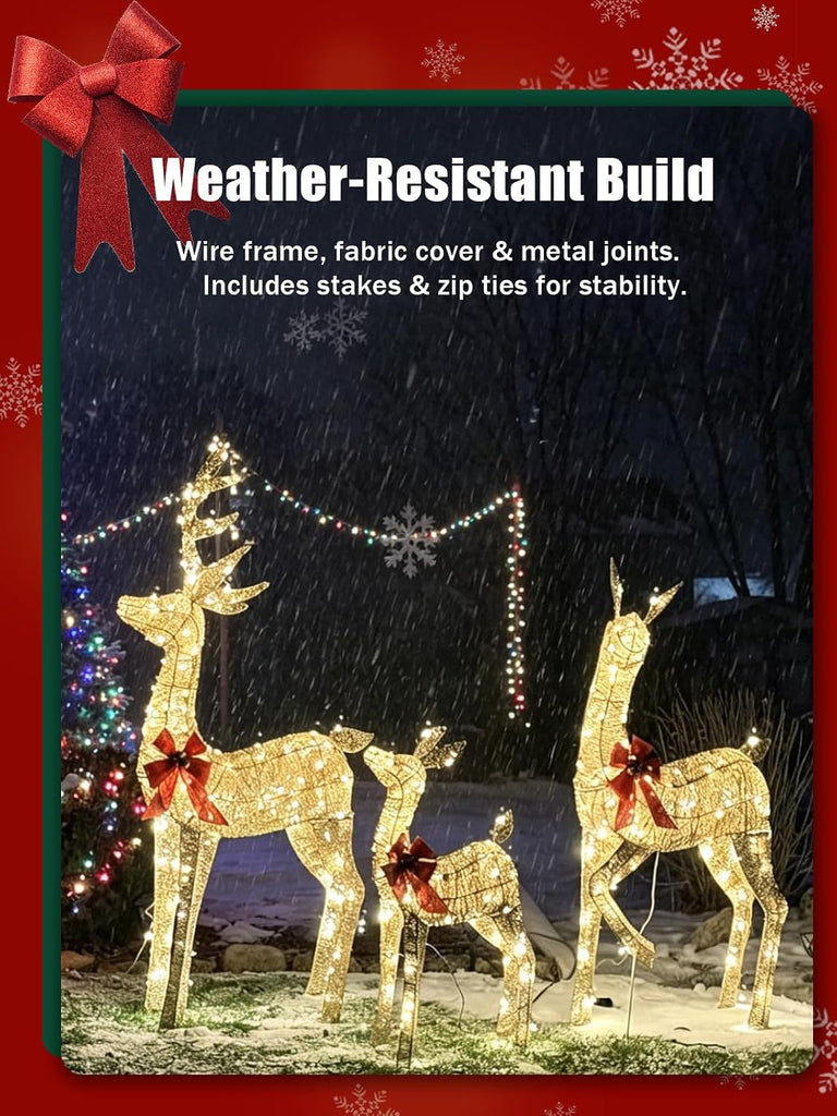3 Piece 5FT Large Lighted Christmas Deer Family Set