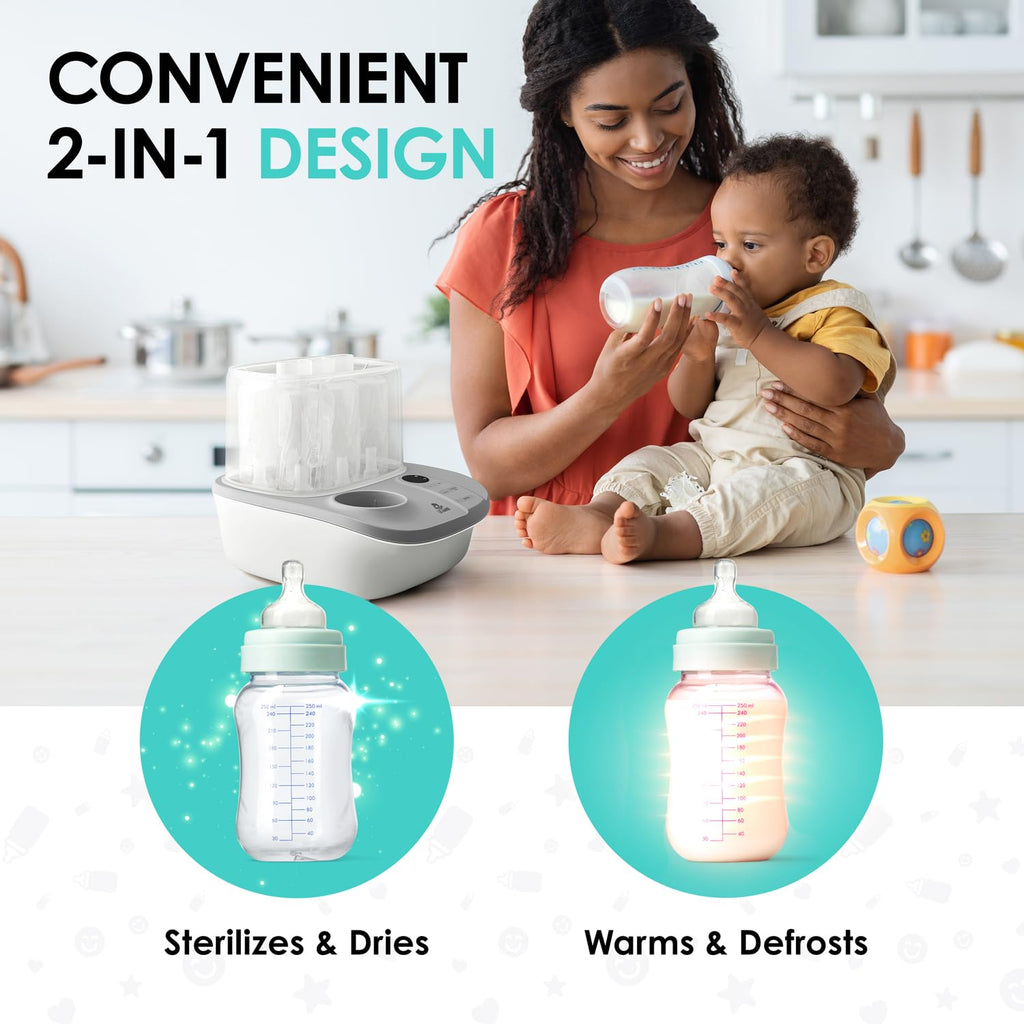 2-in-1 Baby Bottle Sterilizer & Warmer - Time-Saving Sterilizer & Dryer for Baby Bottles, Pacifiers, Pump Parts &