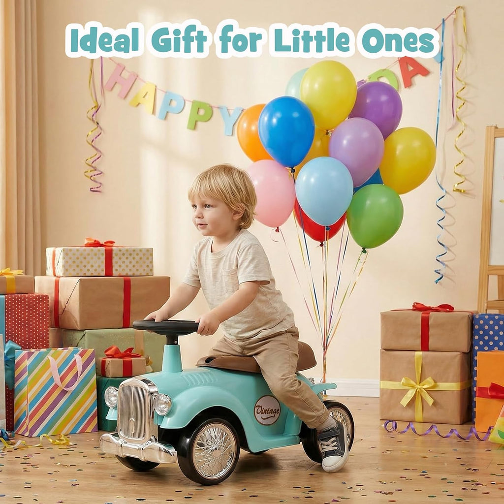 Ride On Push Car, Outdoor Toddler Riding Toys w/Steering Wheel, Horn & Storage, Foot-to-Floor Sliding Car, No