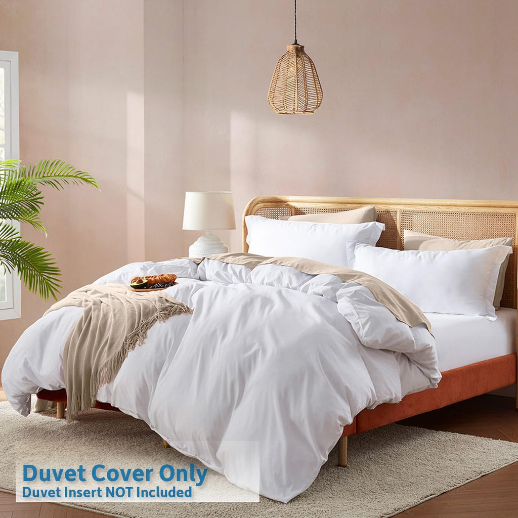 White Duvet Cover Queen - Soft Double Brushed Queen Duvet Cover Set, 3 Piece, with Button Closure, 1 Duvet Cover