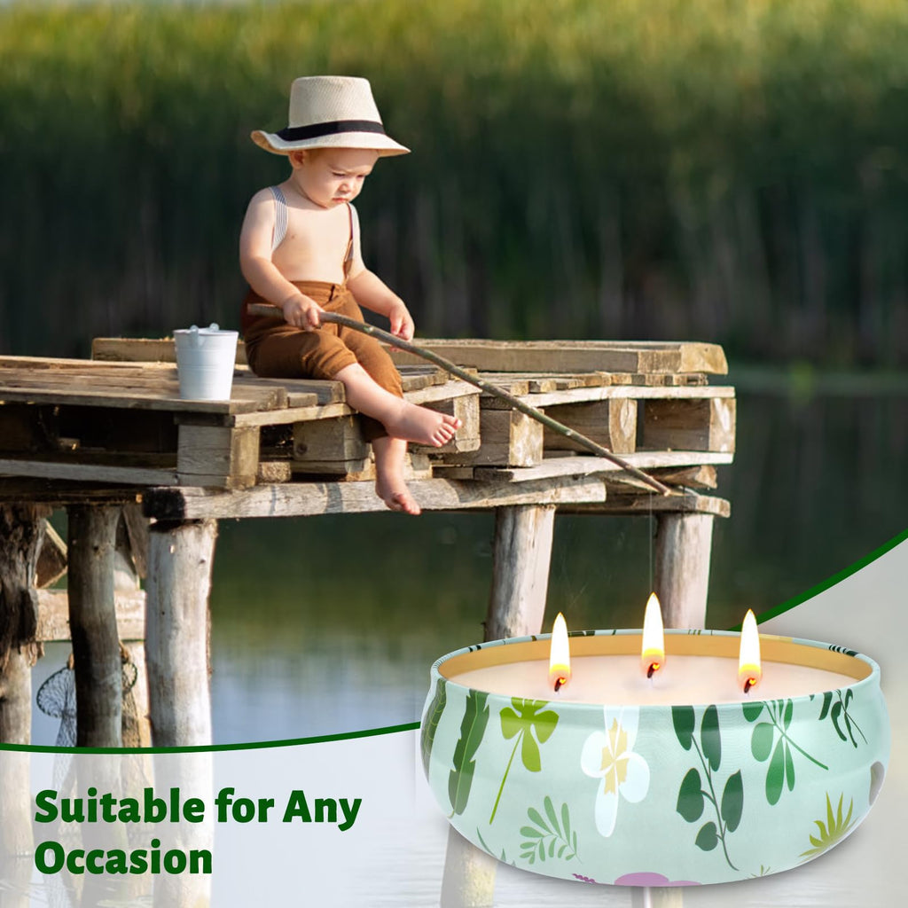 Citronella Candles Outdoor, 3-Wick Large Citronella Candles, 3 Packs Natural Soy Wax Summer Candle Set, 200 Hours