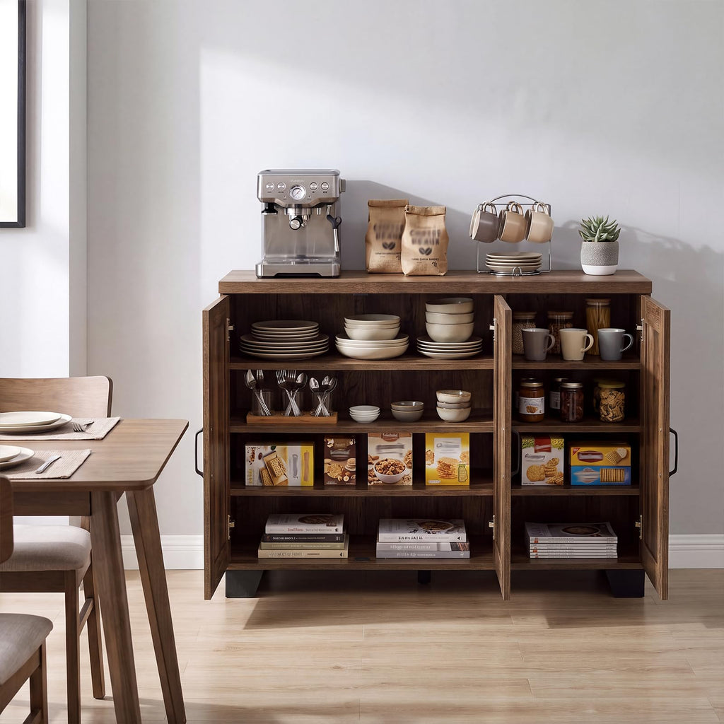 45" Farmhouse Sideboard Buffet Cabinet w/Storage & 3 Doors, Brown