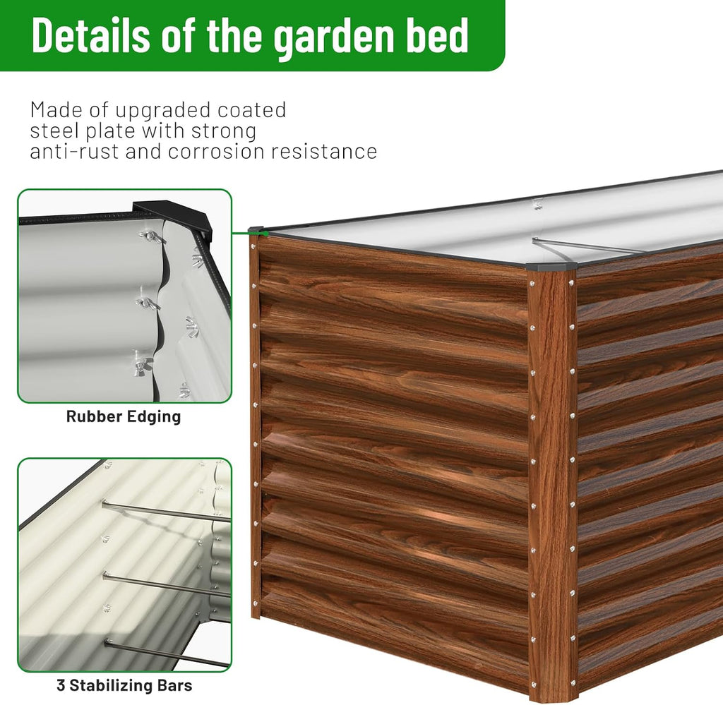 36" Tall Raised Garden Bed, Easy Gardening at Waist Height, 6x3x3ft Large Galvanized Metal Outdoor Planter Box for