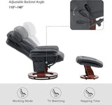 Modern Reclining Swivel Lounge Chair and Ottoman — Grey Faux Leather