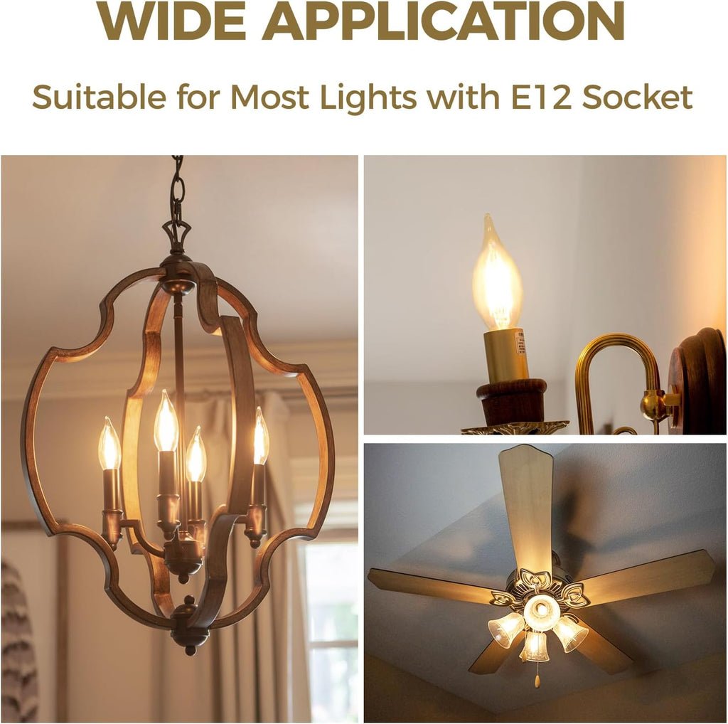 Candelabra Light Bulbs 60W Eq 2700K, Dimmable E12 Bulb, 24 Pack