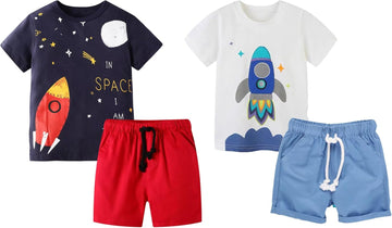 Toddler Boy Summer Clothes Outfits Short Sleeve Shirt Set