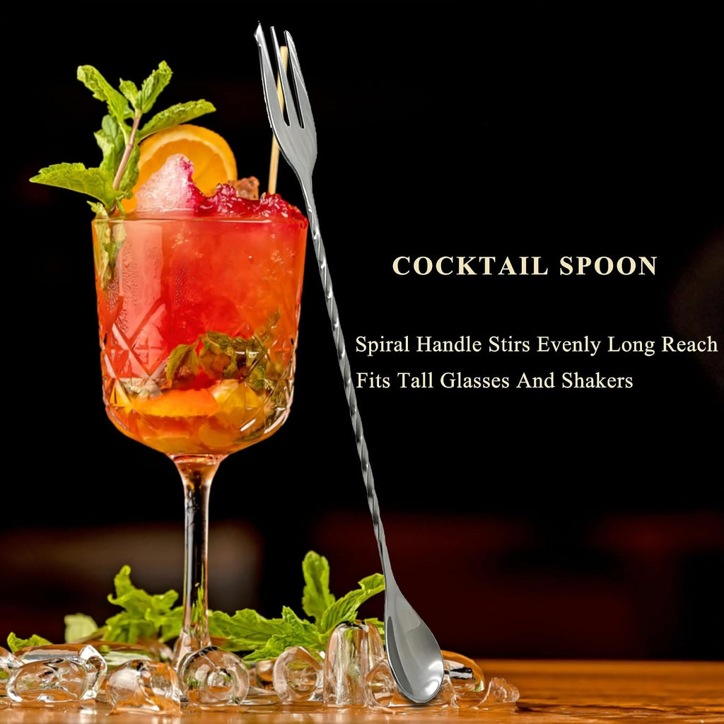 Cocktail Bar Muddler, Mixing Spoon and Measuring Jigger Bartending - Set of 3