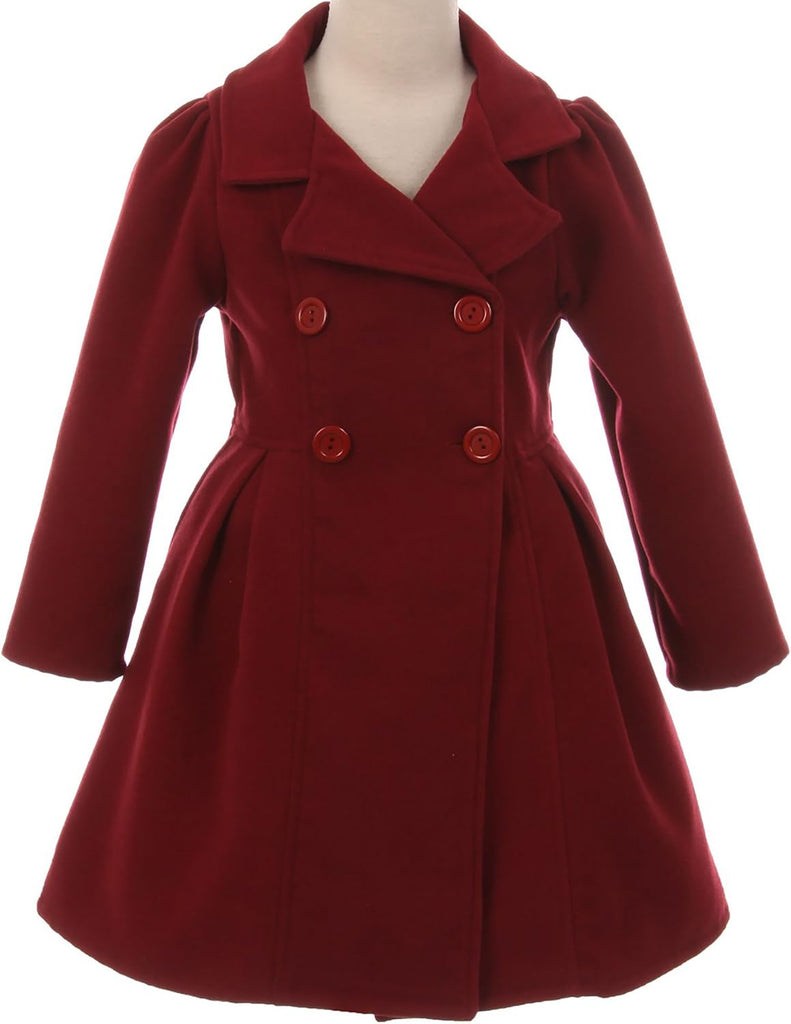 Girls Dress Coat Long Sleeve Button Pocket Long Winter Coat Outerwear