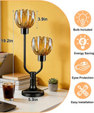 Mid Century Modern Glass Table Lamp Black Dimmable Desk Lamps with Brown Glass Shades 2 Bulbs Included 3000K Warmwhite