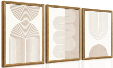 Abstract Geometric Wall Art Set of 3 Wood Frame, 12x16