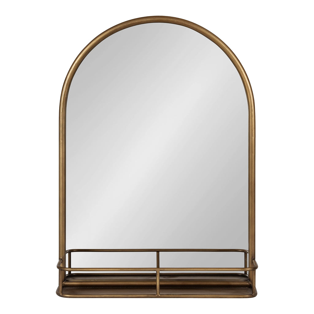 Estero Modern Arched Mirror with Shelf; 20 x 28; Gold; Transitional Arch Mirror for Wall