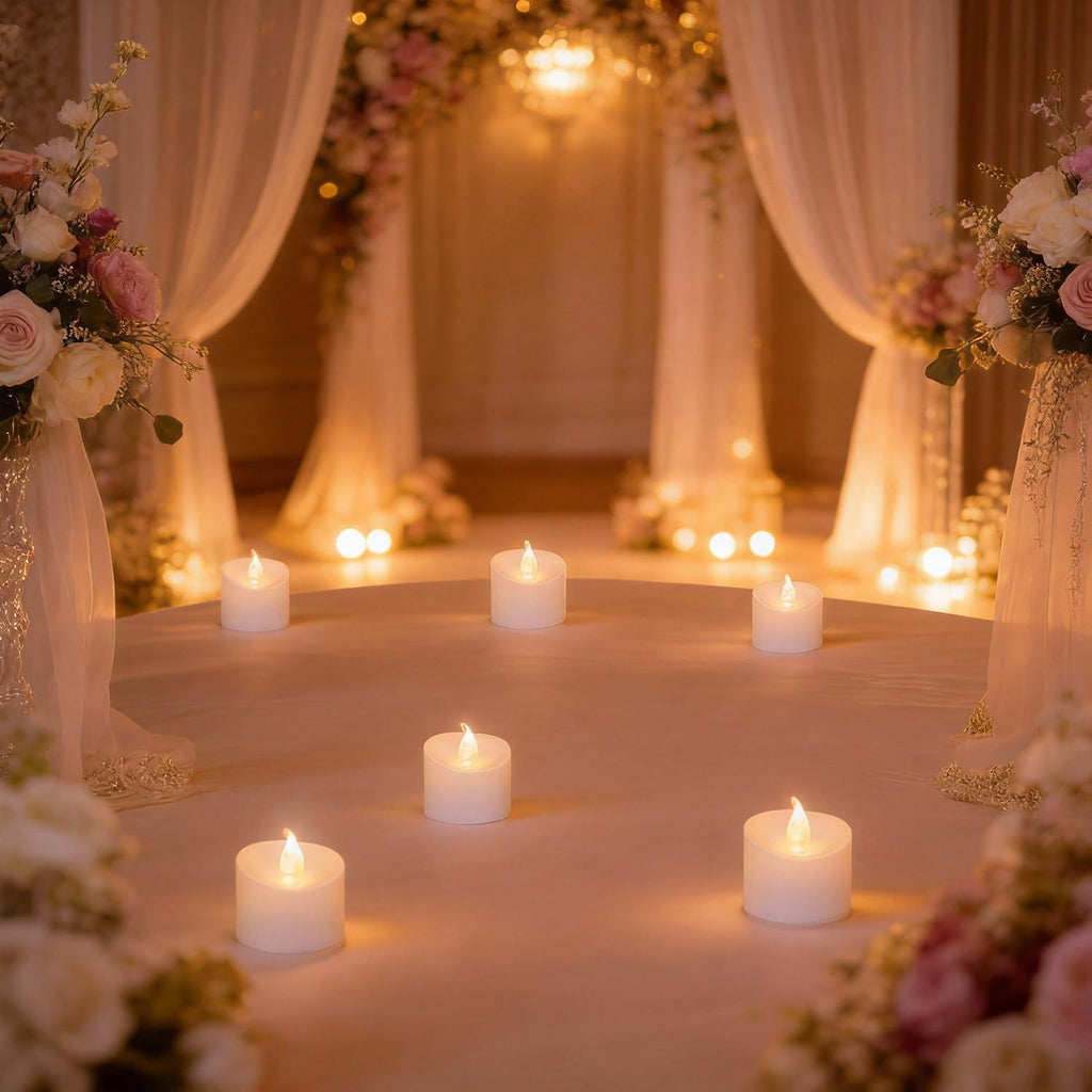 200 Pack Flickering LED Tea Lights, Last 100H+, Warm White Light