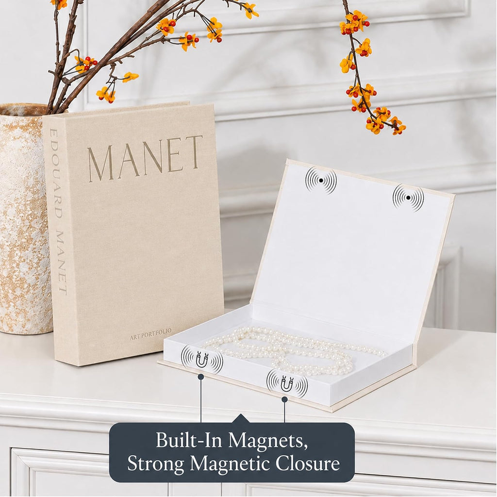 Decorative Books Set of 3 - Minimalist Faux Books for Coffee Table | Aesthetic Hardcover Fake Book Boxes for