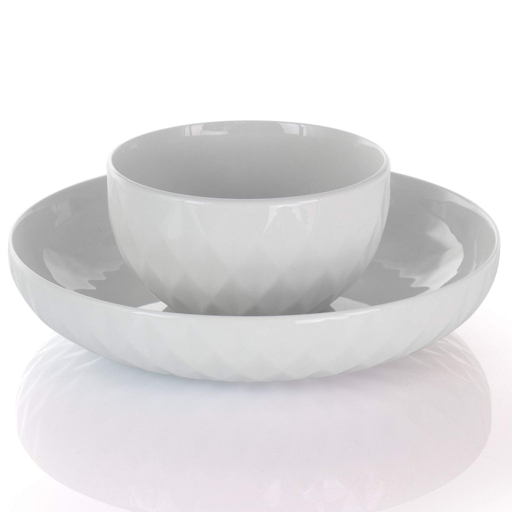 White Porcelain Dish Dinnerware Set, 18 Piece ( Glossy)