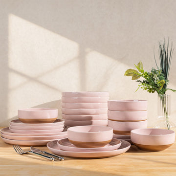 24-Piece Stoneware Dinnerware Set for 6, Plates, Pasta Bowls & Bowls