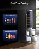 Wine and Beverage Refrigerator, 24 Inch 2 IN 1 Dual Zone Wine Cooler, Built
