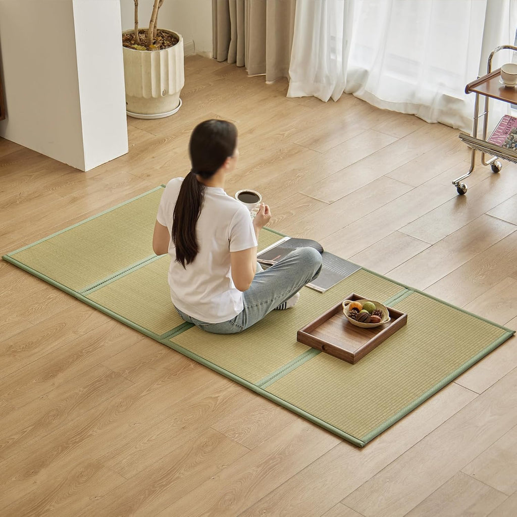 Natural Rush Grass Floor Tatami Mat, Twin, 79" x 39" x 0.5"
