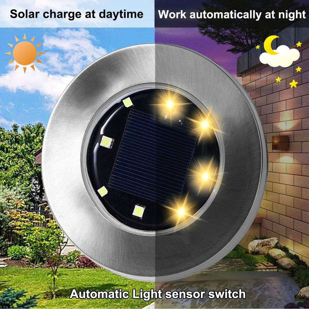 4.6 Inch Diameter Solar Ground Lights, Waterproof Solar Garden Lights, Outdoor Garden Waterproof Bright in-Ground