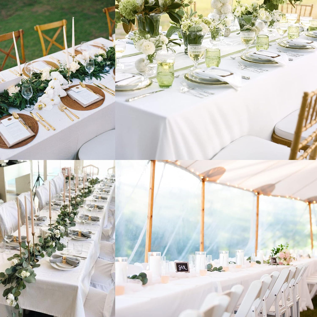 10 Pack Table 60 x 102 Inch Tablecloths for 6 Foot Rectangle Tables. Stain and Winkle Resistant Polyester Washable