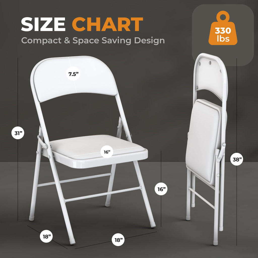 4 Pack Leather Chair | Foldable & Stackable | 350 lbs Capacity Steel Frame Seats for Indoor or Outdoor | Commercial